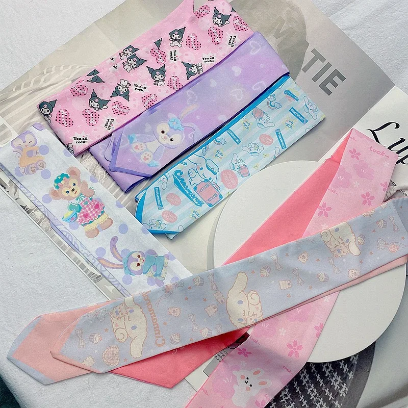 

Длинный шарф Miniso с героями мультфильмов, повязка для волос ins Sanrio, детская сумка-стример с животными, сувенирные завязанные ремни