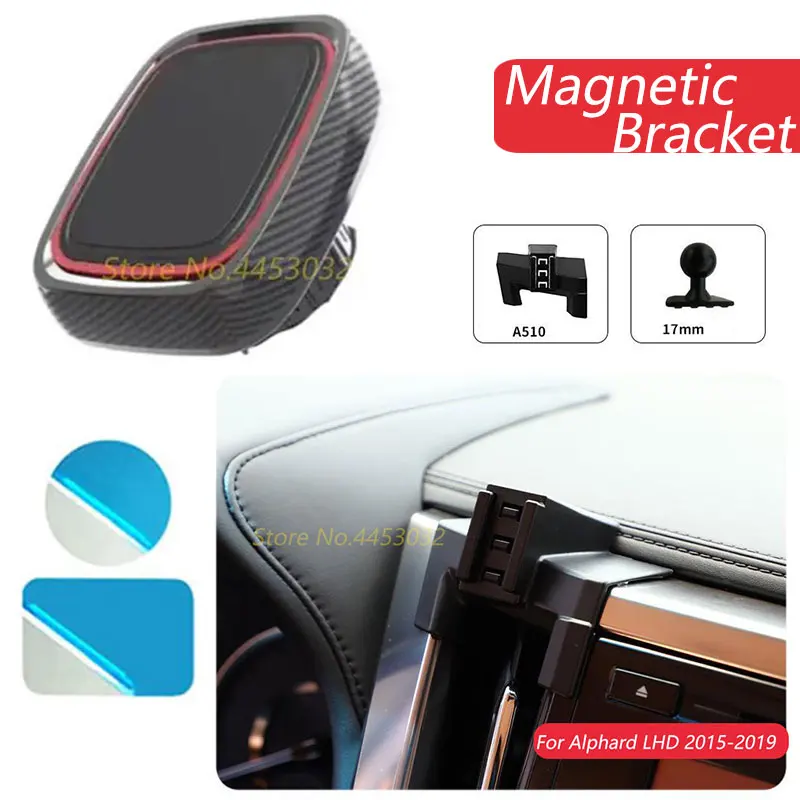 Magnetic Car Phone Holder For Toyota  Alphard LHD 2015-2019 GPS Strong Magnet Mount Holder With Base Interior Accessories