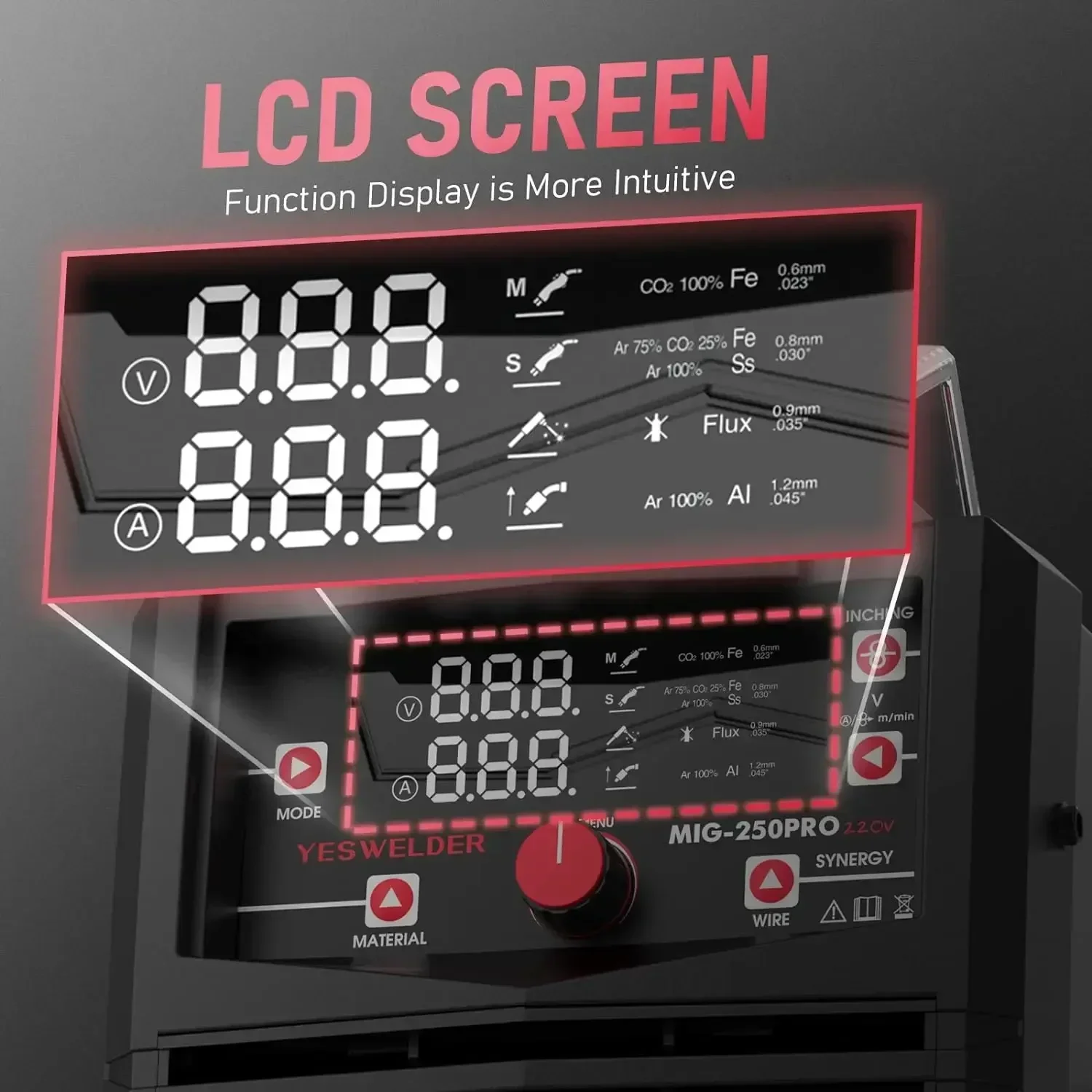 Customizable-MIG-250 PRO Aluminum MIG Welder, 250Amp 220V, Gas MIG Gasless Flux Core Welding Machine MIG/Lift TIG/Stick 4 In 1 W