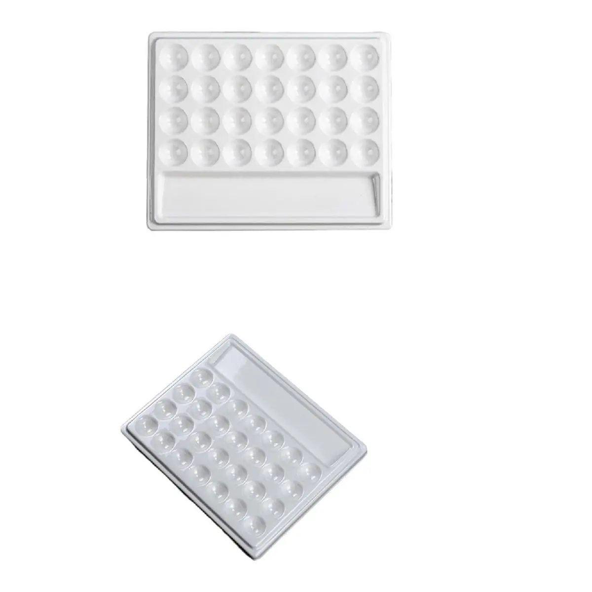 28Wells Watercolor Paint Palette White Imitation Ceramic Rectangle Color Mixing Tray for Oil Painting Professionals