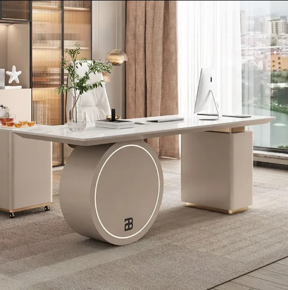 

Modern Italian Minimalist Study Desk Home Office Computer Desk Writing Table Multilayer Wood Desktop Furniture