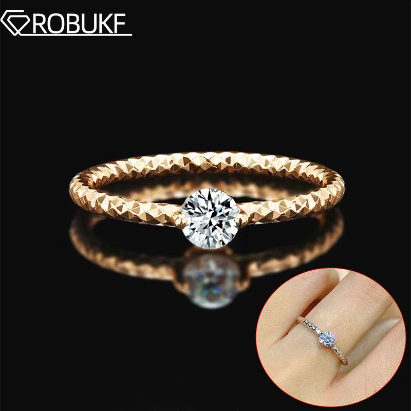 

0.3ct Moissanite Ring for Women 18k White Gold Plated D Color Sparkling Diamond Simple Wedding Band 925 Sterling Silver Jewelry