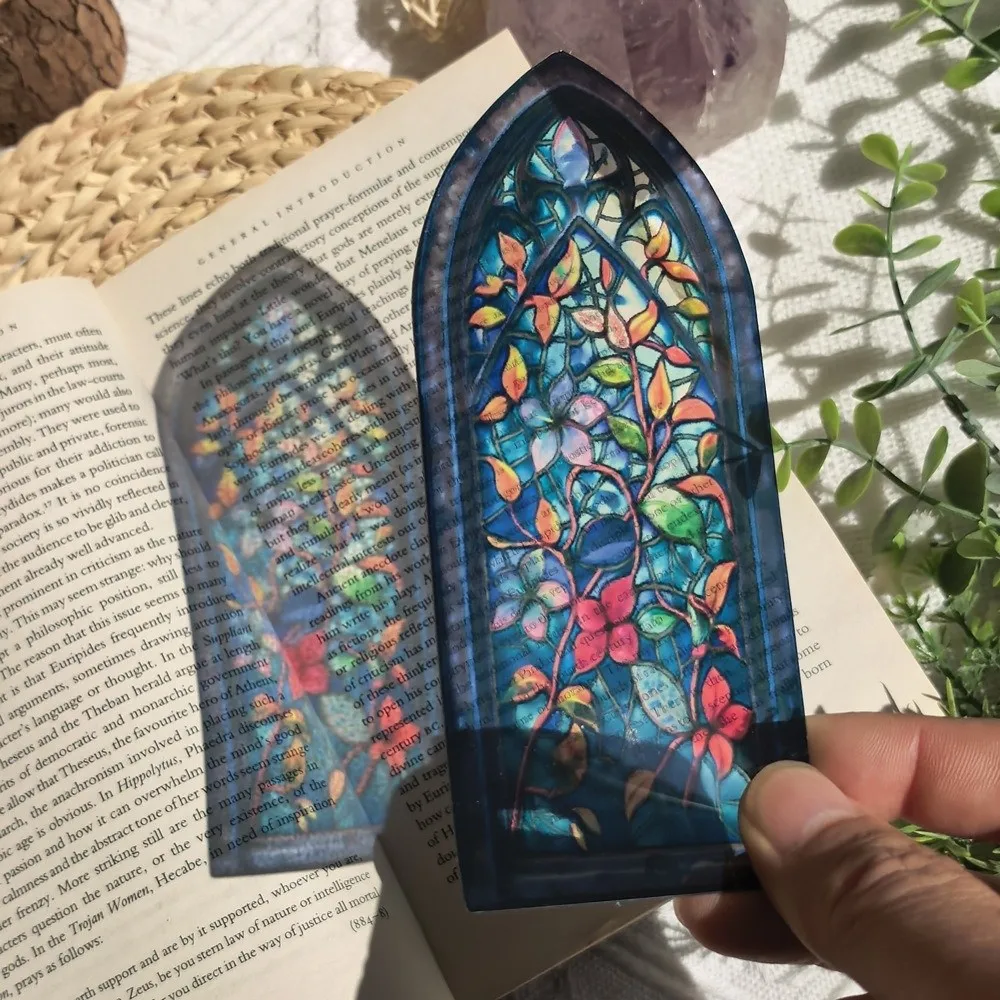 Translucent Stained Window Bookmark Hand Account Decoration Dreamy Pattern Sun Catcher Ornament Light Flow Shadow