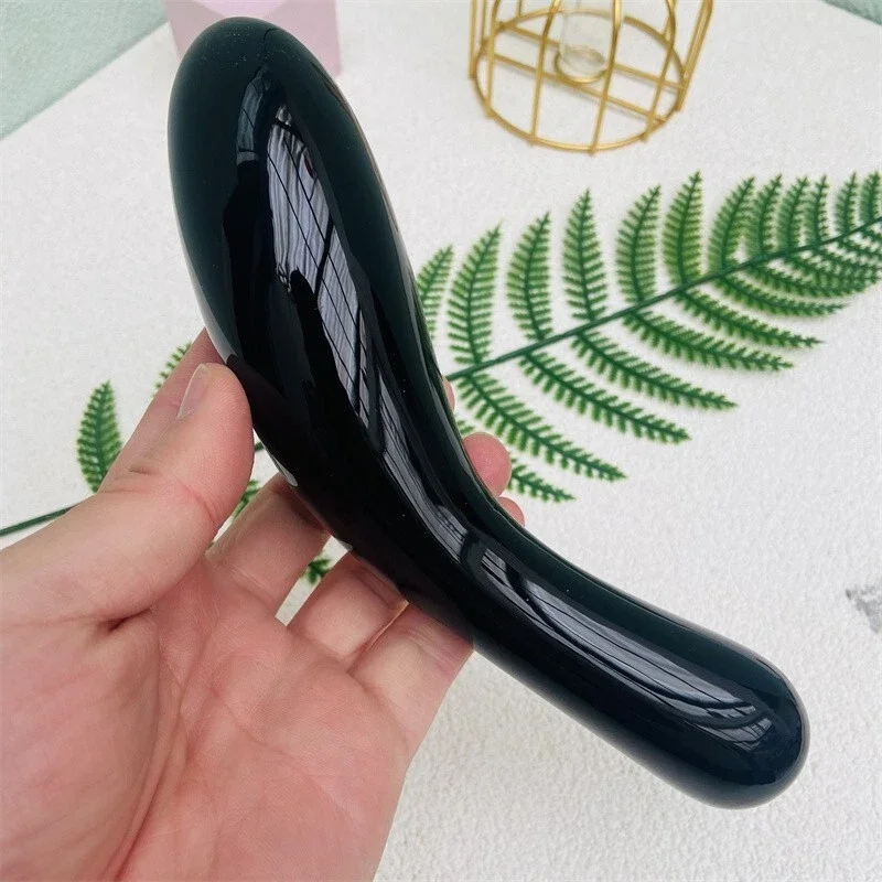 

18 cm Natural Black Obsidian, Crystal-Carved Massage Stick, Mineral, Reiki, Healing, Ladies' Stick