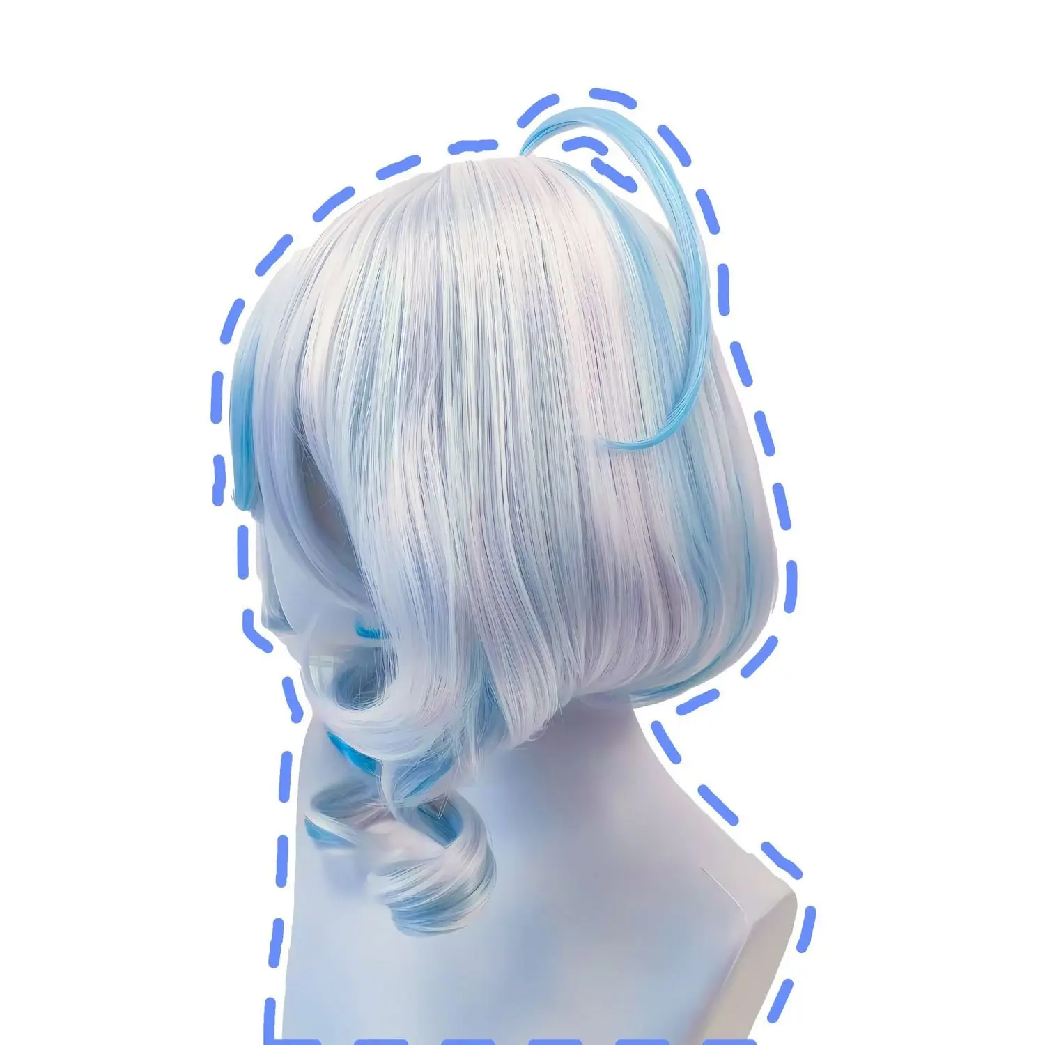 جينشين إمباكت فورينا فوكالورز شعر مستعار كوسبلاي | الأبيض والأزرق مخطط شعر مستعار كامل التصميم الإلهي #4