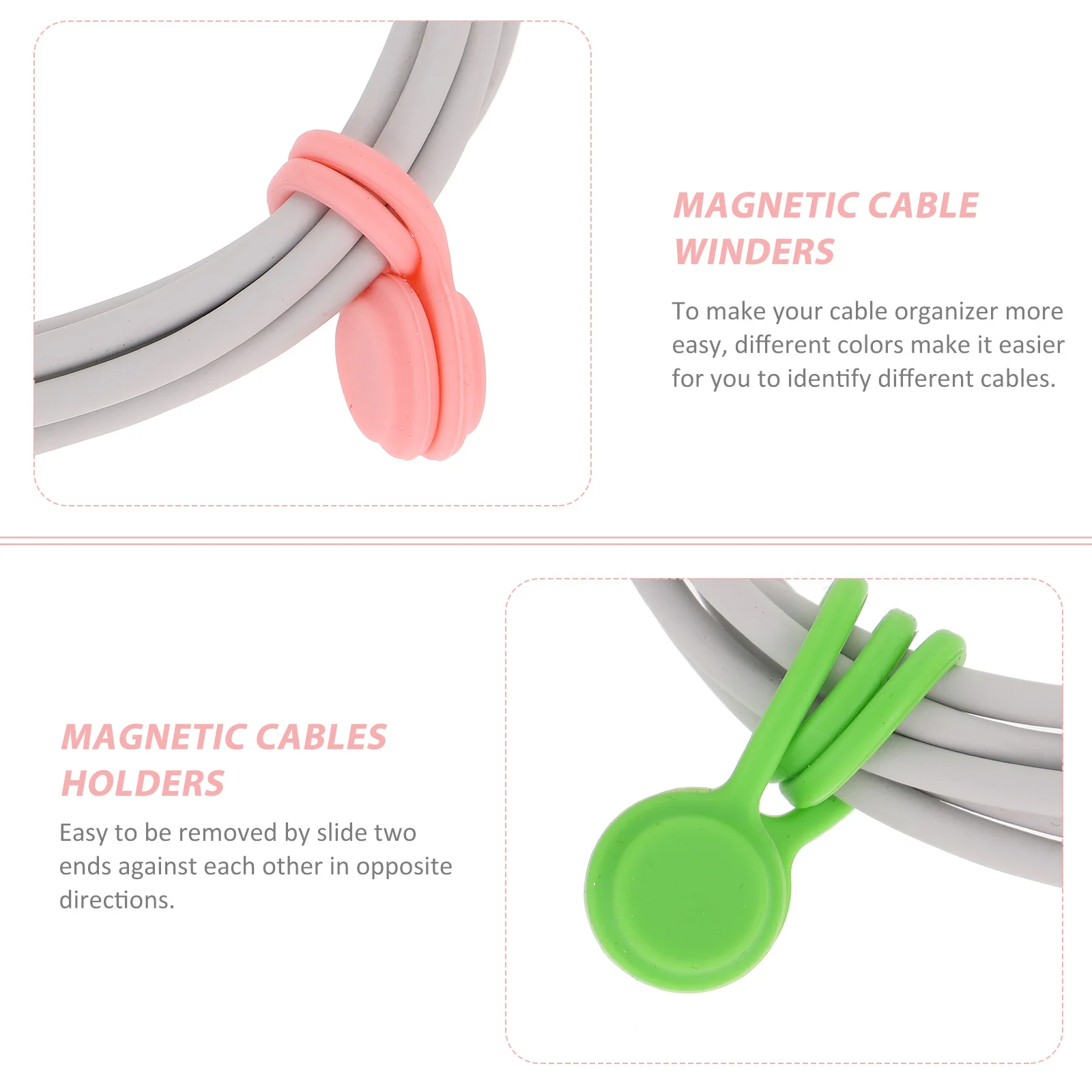 Cable Magnetic Ties Cord Straps Tiesilicone Strap Reusable Winders Organizer Winder Rubber Binding Organization Usb Wire