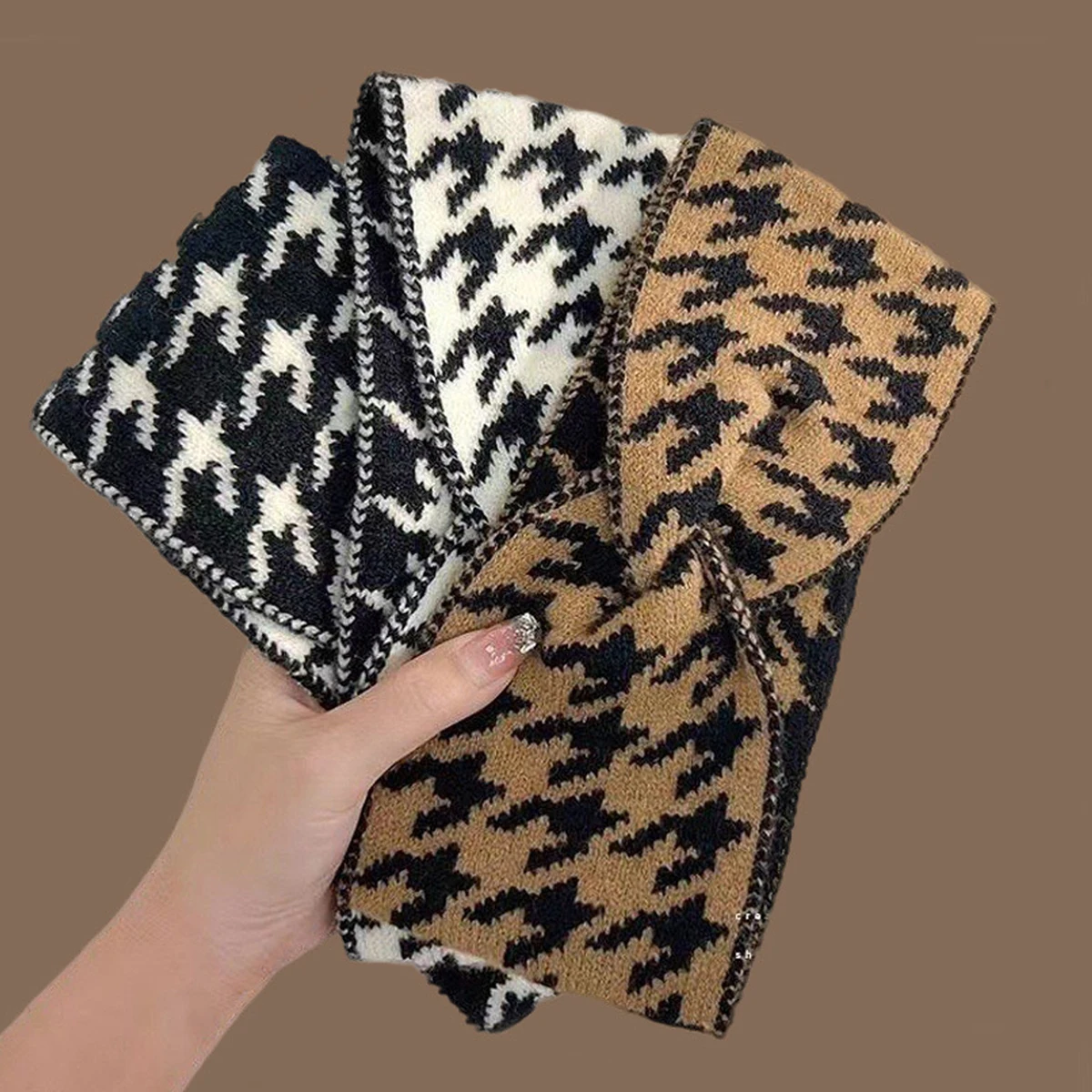 

Вязаные модные женские повязки на голову «Тысяча птиц», теплые высокоэластичные повязки для волос в стиле ретро, аксессуары для волос