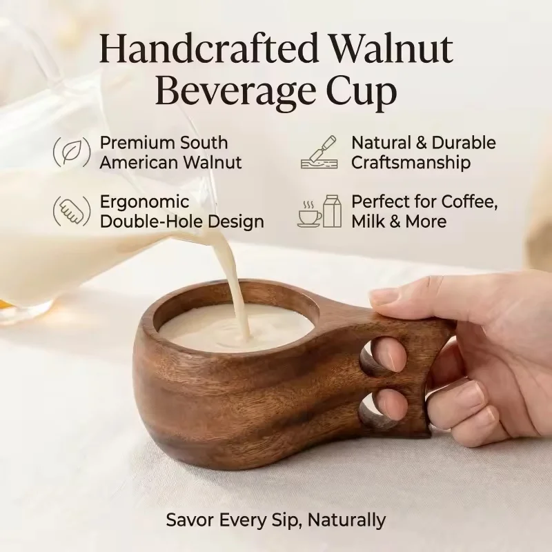 

Return to Nature in 2026 Finland Handmade Wooden Mug, Nordic Style Portable Outdoor Camping Travel Coffee Beer Cup Drinkware
