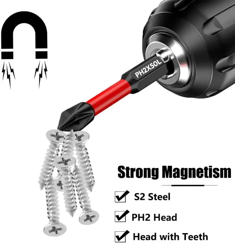 Powerful Magnetic Phillips Screwdriver Set Alloy Steel Anti-skid Electric Screwdriver Bits Impact Drill Bits Car Handheld Tools
