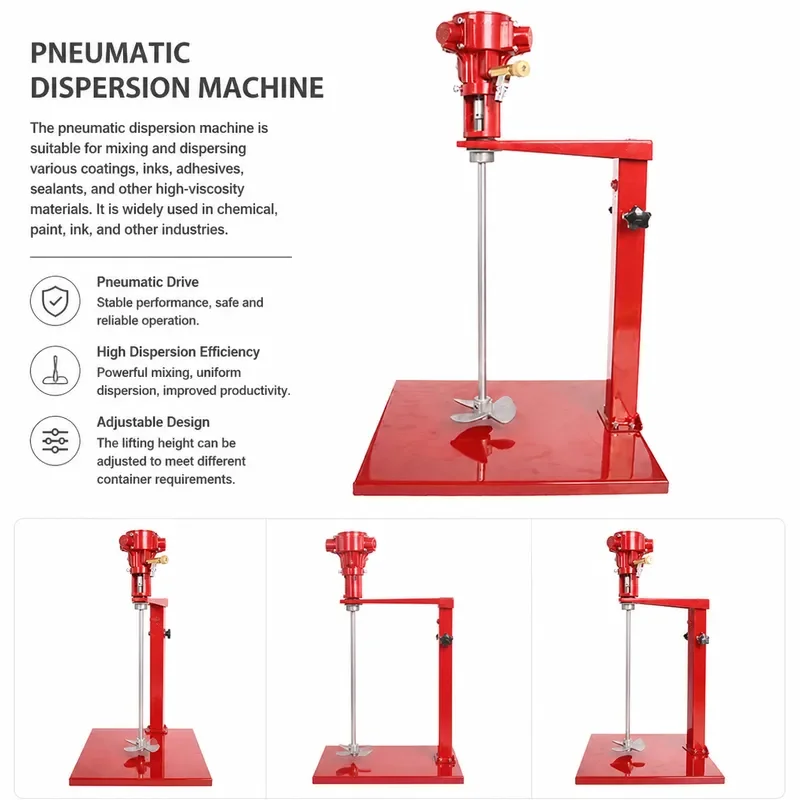 20L Pneumatic Paint Mixer Stirrer Air Powered Liquid Agitator Lifting Hand Held Coating Mixing Machine 2600r/min High Speed