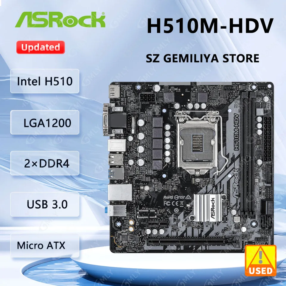 ASRock H510M-HDV Motherboard Intel H510 LGA 1200 DDR4 support i7