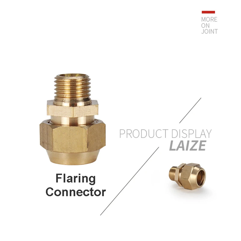 Brass Flaring Directly Connector 1/8" 1/4" 3/8" 1/4" BSPT Male Thread Brass Fitting Copper Expansion Flared Adapter Connector