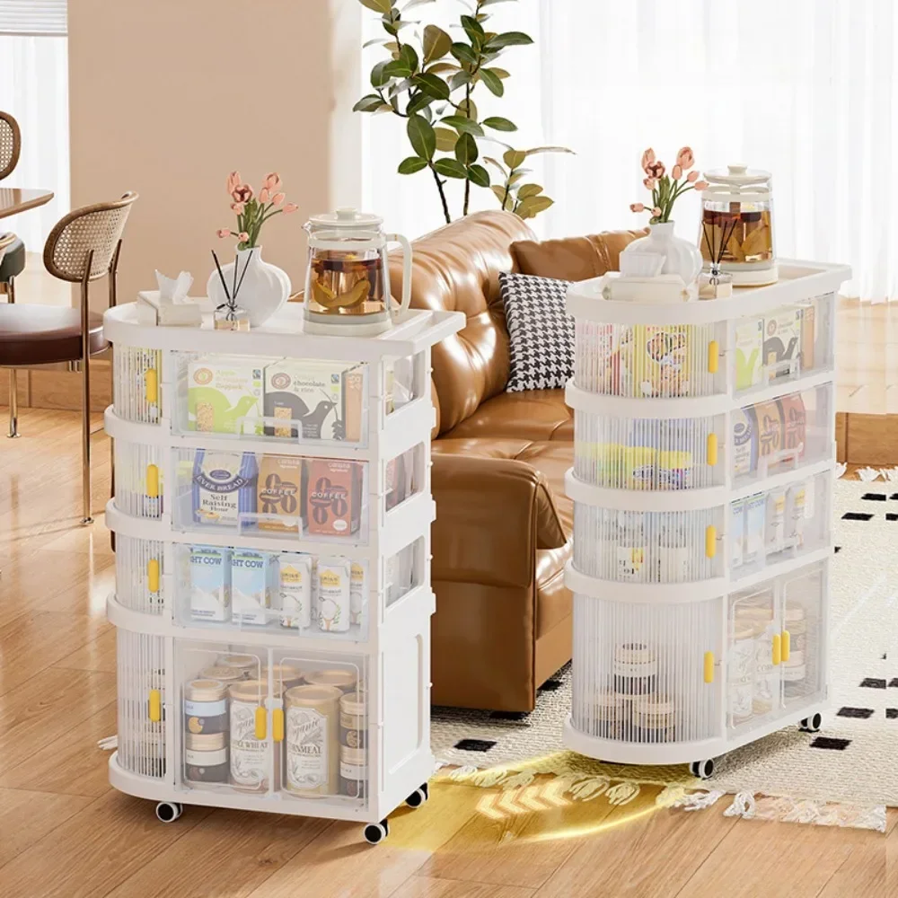 Baby Storage Folding Trolley Mobile Snacks Cart Landing Auxiliary Cart Toys Sundries Organizer Rack Storage Racks And Shelving