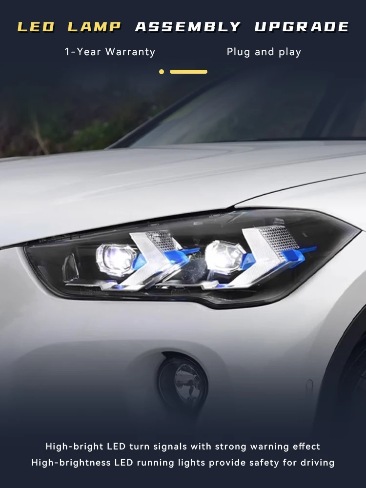 Powerful Headlights for Cars BMW X1 F48 F49 2016-2019 HID Front Lamp Projector Lens DRL Full LED Turn Signal Car Accessories