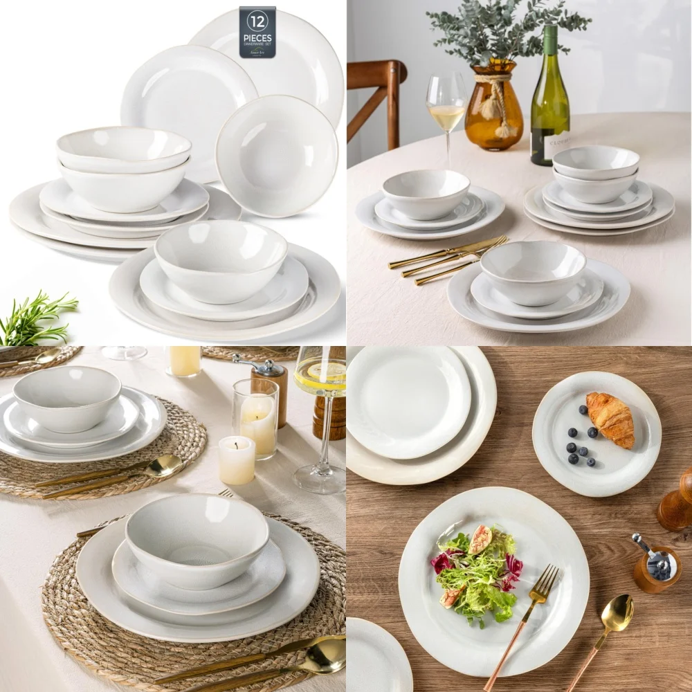 

Набор керамической посуды Набор керамической посуды ручной работы с тарелками с реактивной глазурью и мисками для современного настольного стиля