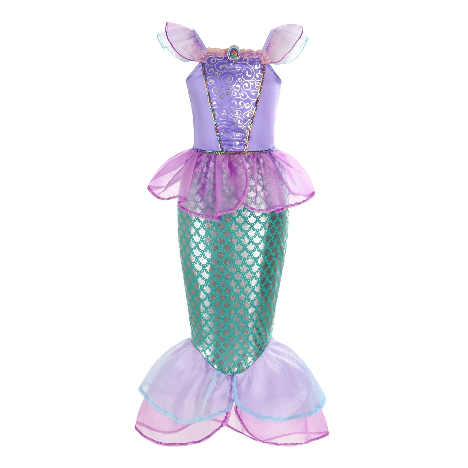 Disney Kid Purple Mermaid Dress Princess Costume Perform Clothes Baby Girl Birthday Party Christmas Cosplay Dress Suit for Girls image 3