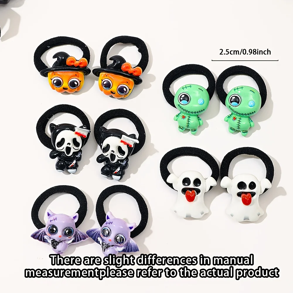 10 قطع من حلقات الشعر المضحكة للهالوين، إكسسوارات على شكل خفاش اليقطين، مناسبة لهدايا الهالوين للفتيات