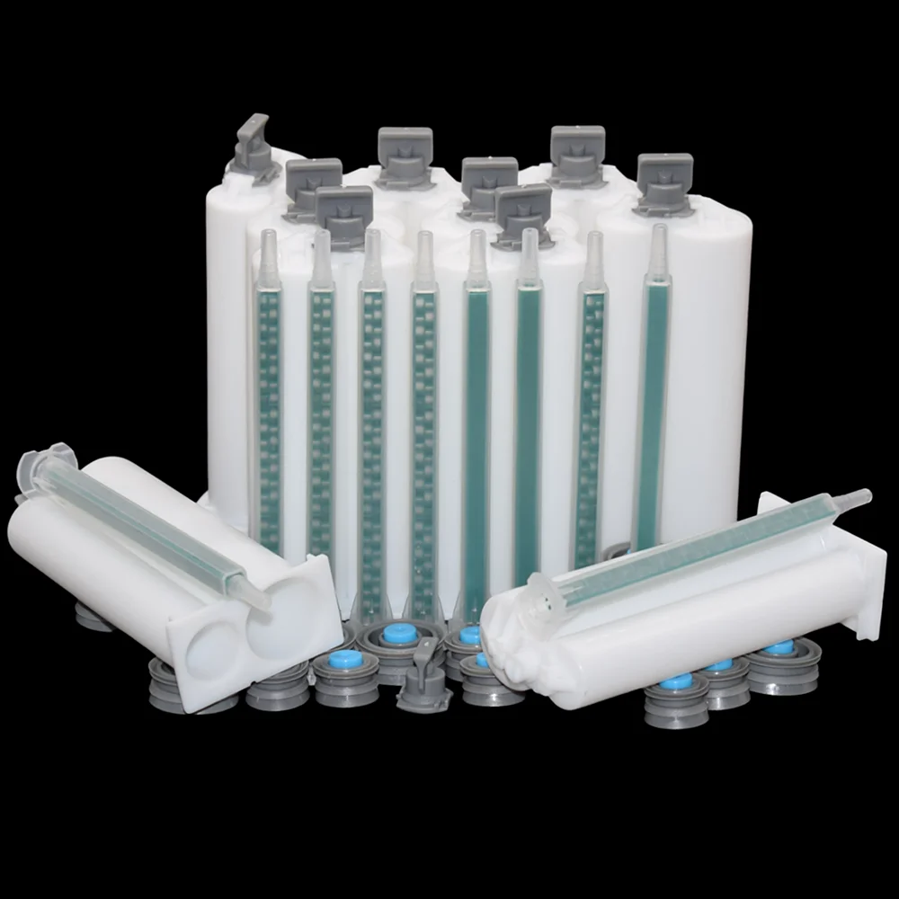 

10pcs 1:2 Empty Cartridges 50ml AB Epoxy Adhesives Cartridge with 10pcs Mixer Tube Static Mixing Nozzles for 50ml 1:2 Glue Guns