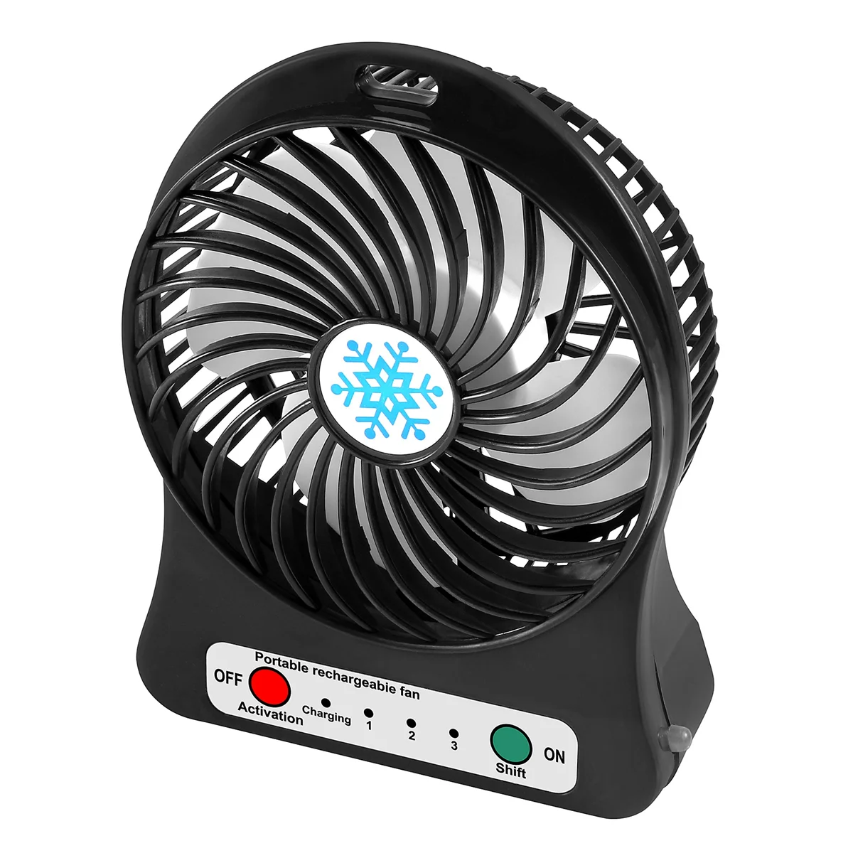 Mini ventilador portátil recargable, Enfriador de aire de escritorio, USB, negro