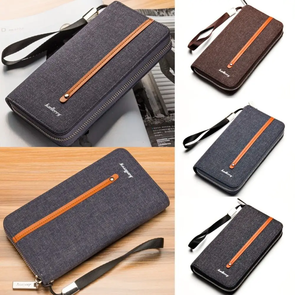 

Canvas Slim Wallet Portable Large Capacity Multi-position Male Canvas Purse Classic Retro Men's Long Wallet Travel