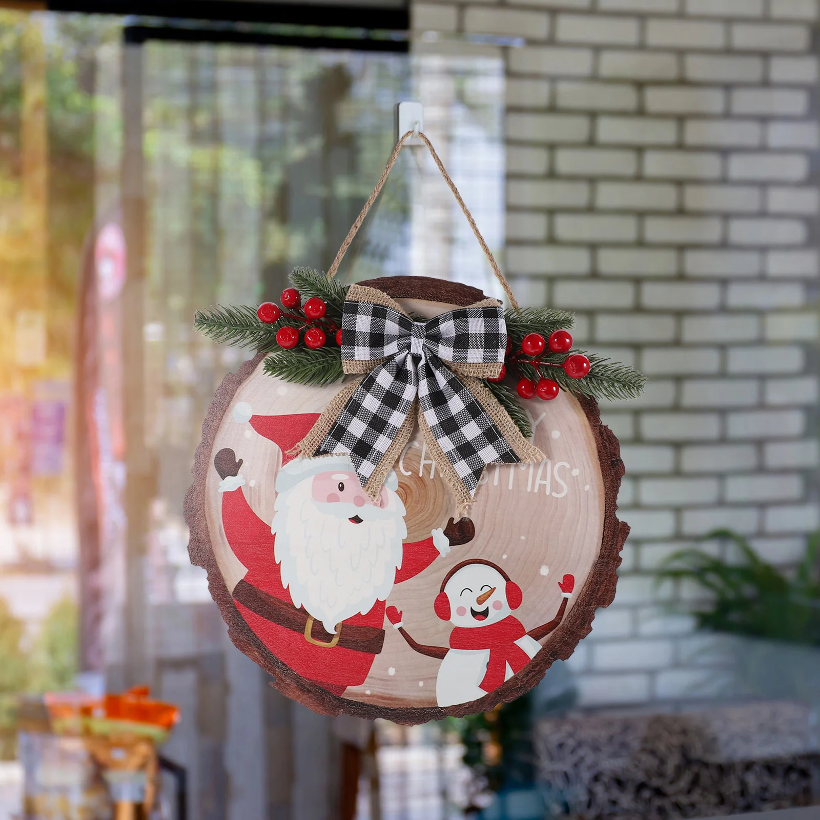 

Wooden Hanging Christmas Door Sign Rustic Xmas Front Door Decor Merry Christmas Welcome Sign Party Decoration Hanging Decoration