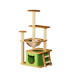 Árbol para gatos cápsula espacial con cama y villa, ahorra espacio