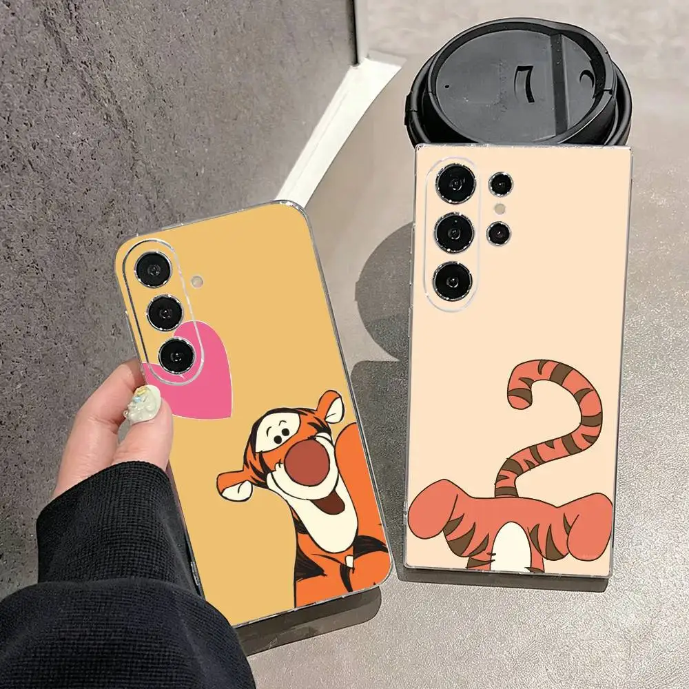 For Winnie The P-Pooh T-Tigger Phone Case For Samsung S25,S24,S21,S22,S23,S30,Ultra,S20,Plus,Fe,Note,10,9,5G Transparent