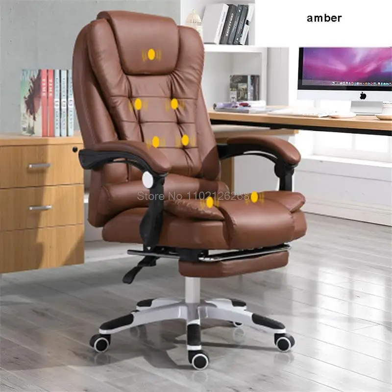 Home Computer Desk Armchair Boss Office Chair With Footrest Armrest Reclining PU Leather Adjustable Rotating Lift Massage Chair