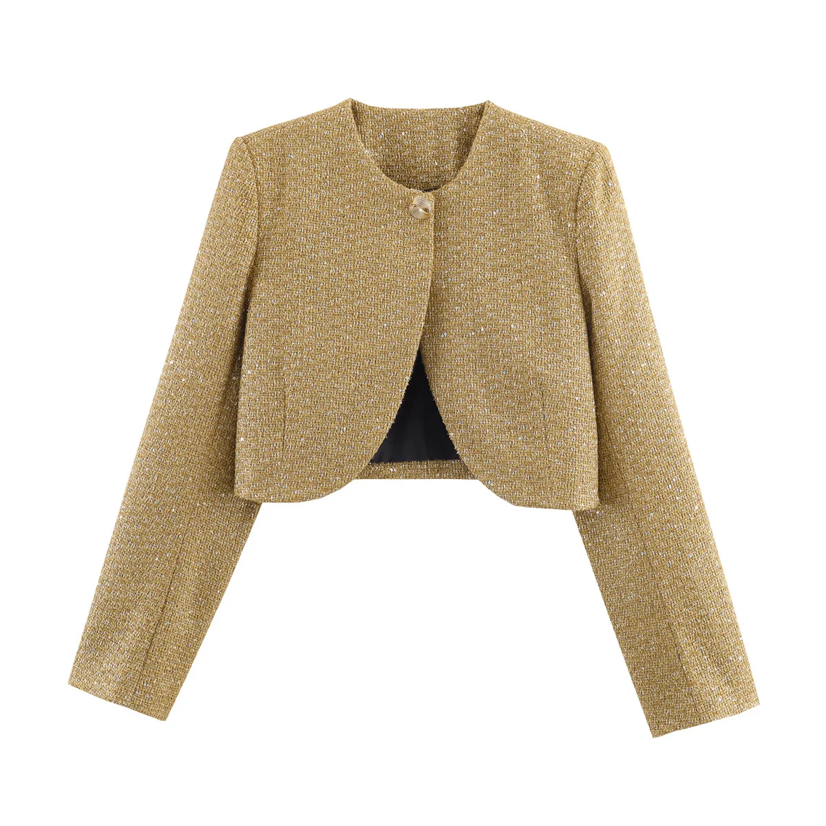 

Женская модная повседневная короткая куртка с металлической нитью и текстурной структурой LQYK