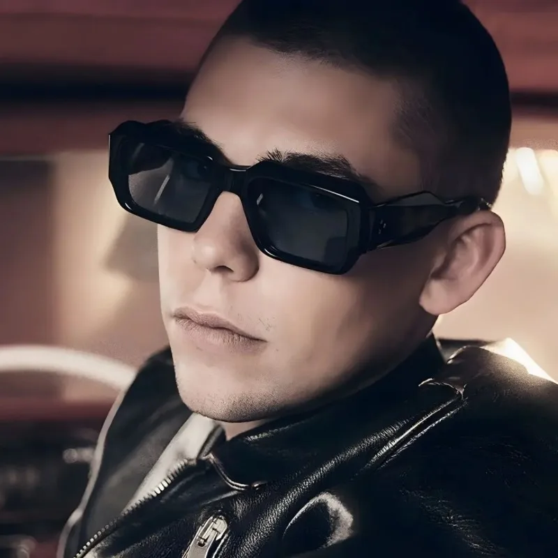 Gafas de sol rectangulares de nueva marca, para mujer y hombre, estilo retro, cuadradas, de color negro, gafas de sol modernas, gafas de estilo punk para hombre, protección UV400.