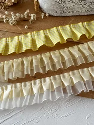 1 Meter Yellow Series Lace Ribbon Accessories Handmade Diy Decorative Skirt Hem Clothing Accessories Pleated Ruffles Wide