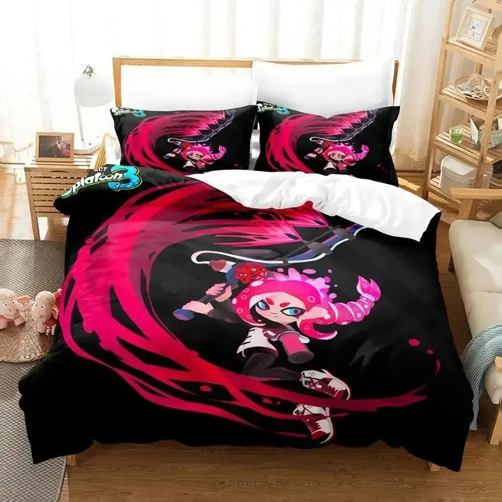 Duvet Cover Cartoon Game New Fashion Design Bedding Set Splatoons Quilt Cover Pillowcase Girls Boys Adult Bedding