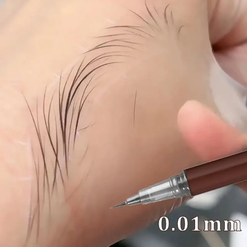 1/2 Stuks Wilde Wenkbrauw Potlood Vloeistof Gemakkelijk Vast Te Pakken Wenkbrauw Tattoo 0.01Mm Ultra Dunne Zweetbestendige Liggende Zijdeworm Wenkbrauwpen Korea Make-Up