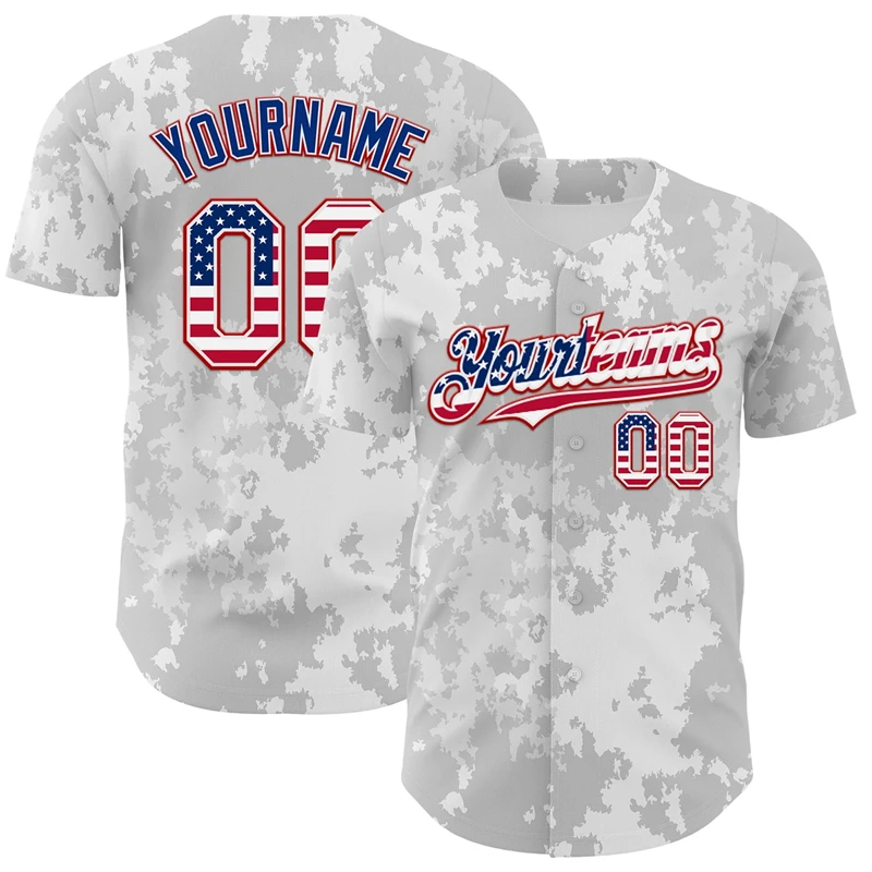 Camiseta de Béisbol Personalizada para Hombre, con Estampado a Color, Nombre del Equipo y Número Personalizados, Estilo Hip Hop, Bandera de EE. UU., Ropa Deportiva, Camiseta de Béisbol para Mujer