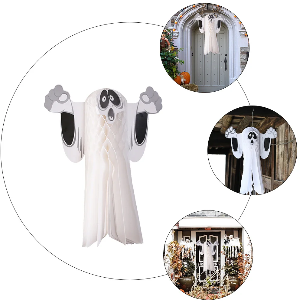 قطعتان من ديكور قرص العسل لشبح الهالوين، متين وخفيف الوزن للتعليق على الحائط، جو احتفالي واقعي، شبح معلق