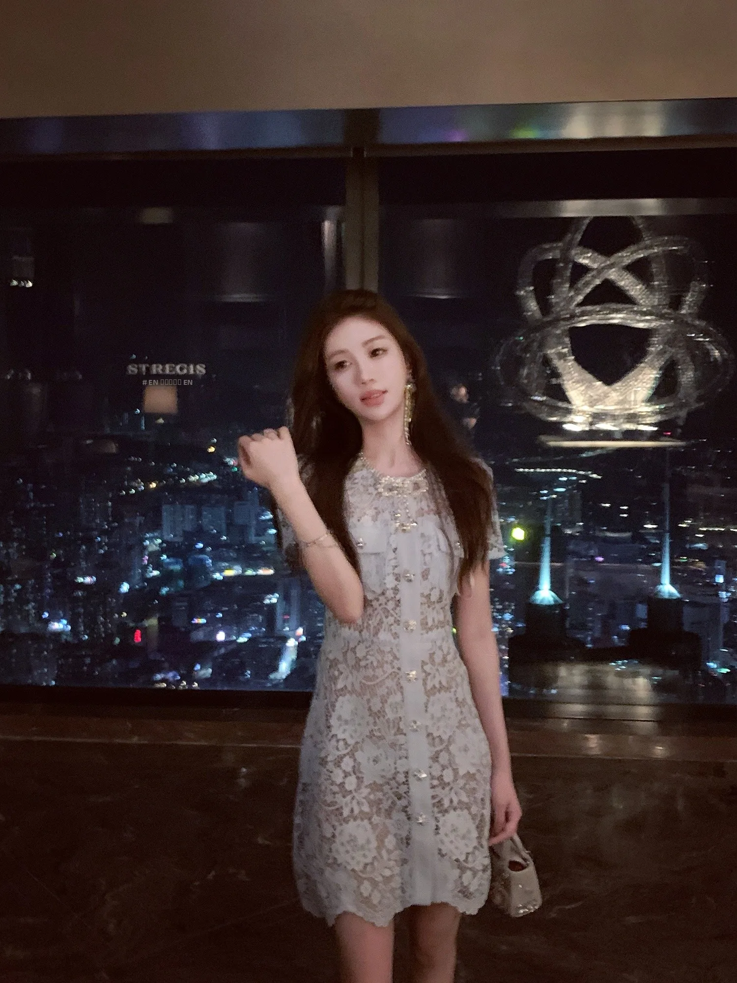 

Amor Water Soluble Lace Knot Dr Belt Diamond Decorated ort Skirt round Ne A-Line Silhouette Summer Women's D...