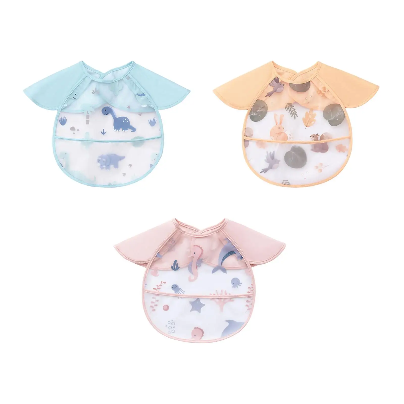 

Baby Eating Smock Bib with Pocket Baby Bib for Eating Painting Feeding