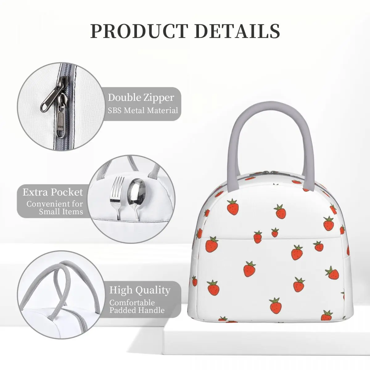 Strawberry Field Product Insulated Lunch Tote Bag For School Storage Food Boxes Portable Thermal Cooler Lunch Boxes