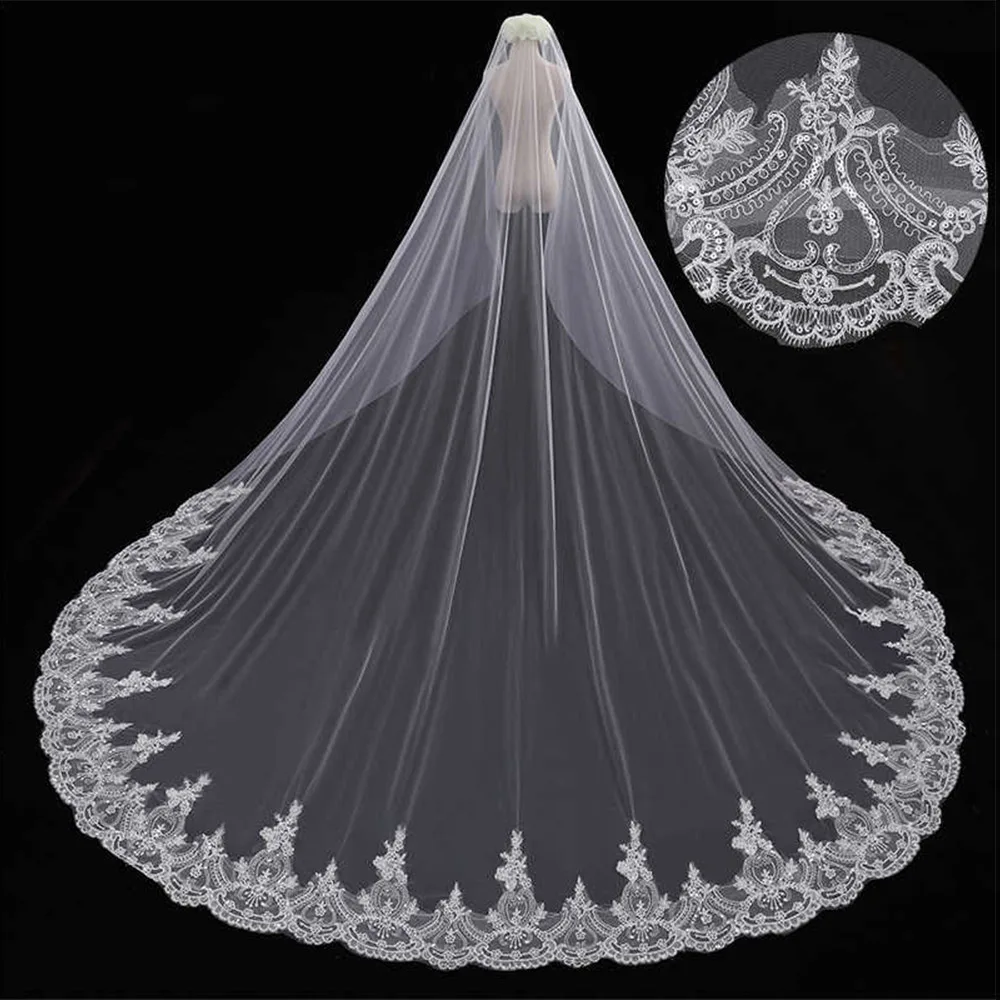 customized-wedding-veil-for-bride-appliqued-one-layer-35m-women's-wedding-accessories-ivory