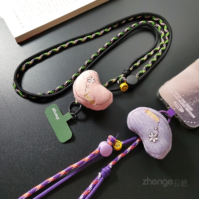 

Свежая контрастная тканая веревка через плечо для мобильного телефона, регулируемая подвеска на шею для универсальных женщин,