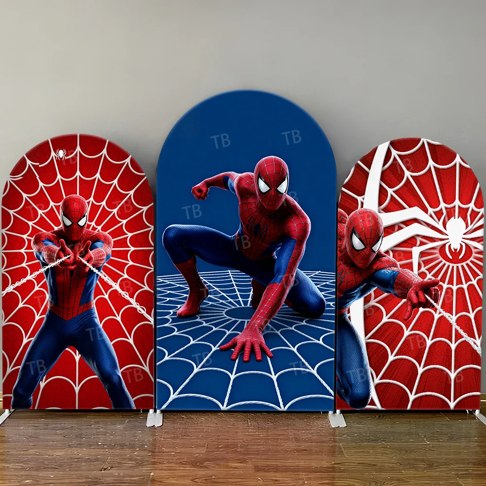 

Spider Man Arch Backdrop Cover Web Pattern Design For Boys Birthday Party Superhero Theme Photo Booth Background Decor Prop