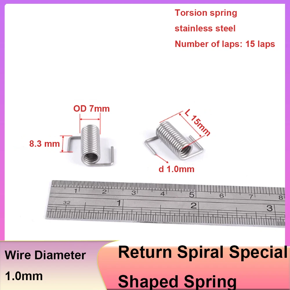 Return Spiral Special Shaped Spring Wire Diameter 1.0mm Stainless Steel Double Torsion Multi-Size Lightweight Rotation Spring