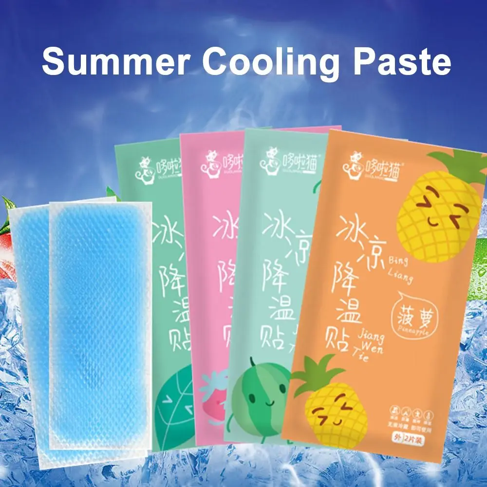 

Hydrogel Cooling Patches Cartoon Lower Temperature Fever Down Baby Heat Forehead Strips Heat Relief Fruit Ice Gel Patch Outdoor