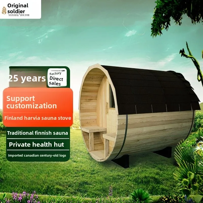 في الهواء الطلق برميل ساونا غرفة الكندية هيملوك البخار سبا منزل متعدد الأشخاص ساونا خشبية للمنزل الاسترخاء السموم والرعاية الصحية #2
