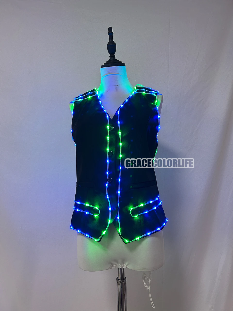 サイバーパンク カラフル LED グローベスト バー DJ シンガー パーティー衣装 LED 光るステージショー衣装 ナイトクラブイベント用
