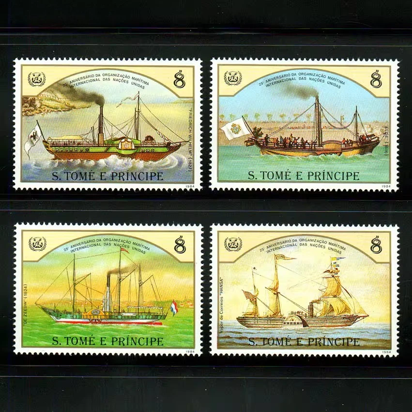 4 unids/set nuevo sello postal Sao Tome and Prince 1984 sellos postales de organización marítima internacional MNH