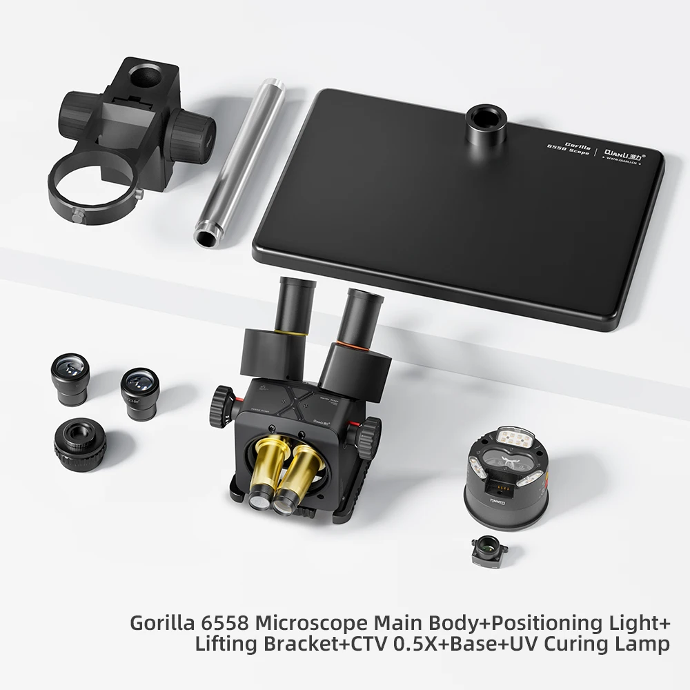 Qianli 6558 Gorilla Trinocular Microscope,6.5X-58X Zoom,Industrial