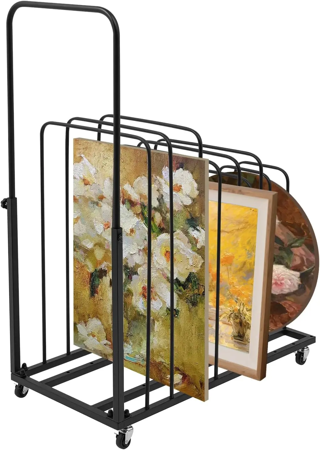 

Tfcfl Art Canvas Storage Rack, Metal Rolling Canvas Organizer with Wheels, Drying Rack