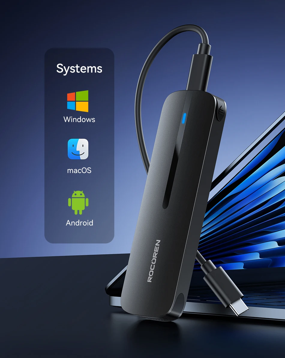 Rocoren Externes Gehäuse M2 SSD-Gehäuse M2 NVMe SSD-Gehäuseadapter Ten Gigabit USB 3.1 Gen Two USB Typ-C unterstützt M- und BM-Schlüssel – Detail 19
