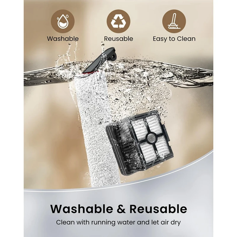 Hepa-Filter und Bürstenwalze für Dreame H12 Pro/ H12 Dual Nass Trocken Staubsauger Ersatzteile Zubehör Set